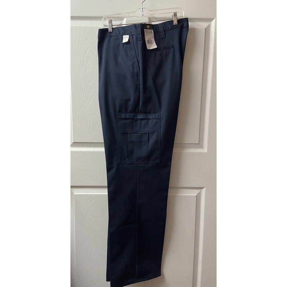Dickies Occupational Pants Mens 42 X 35 Navy Blue Straight-Fit Cargo Pockets